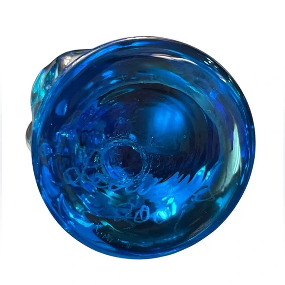 Signed 2001 Vintage Cobalt Glass Blue Bird of Happiness Baby Sparrow Song
Bird - Picture 5 of 9